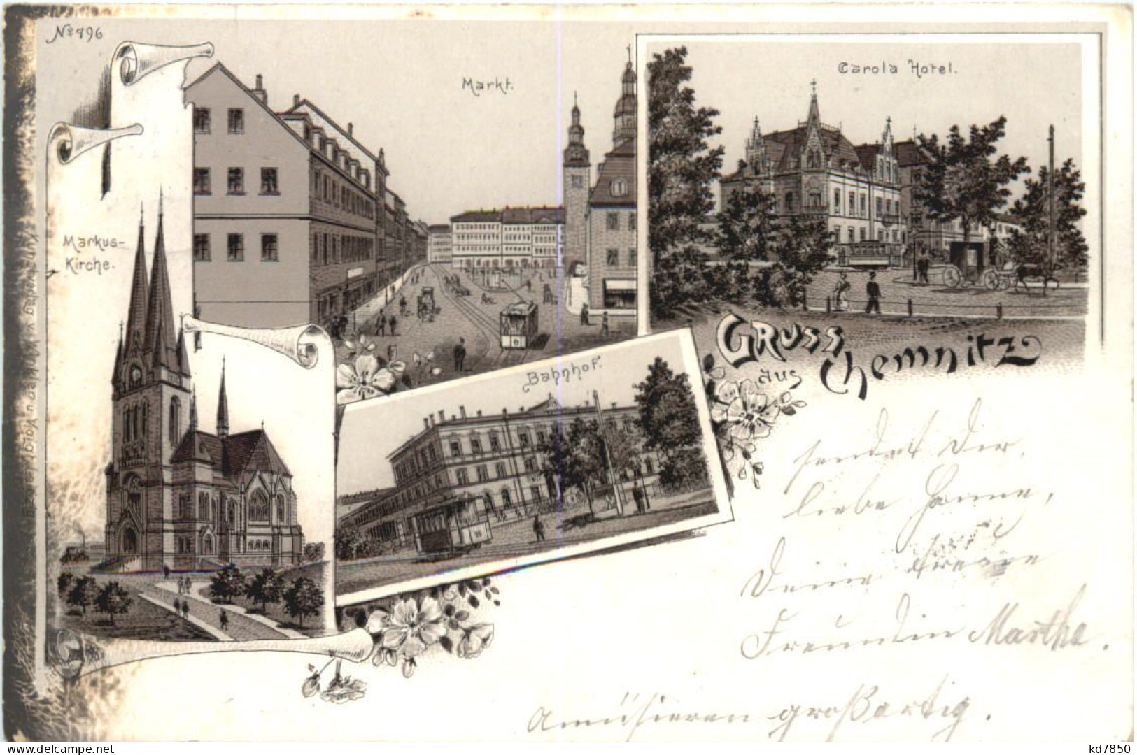 Gruss Aus Chemnitz - Litho - BAhnpost - Chemnitz