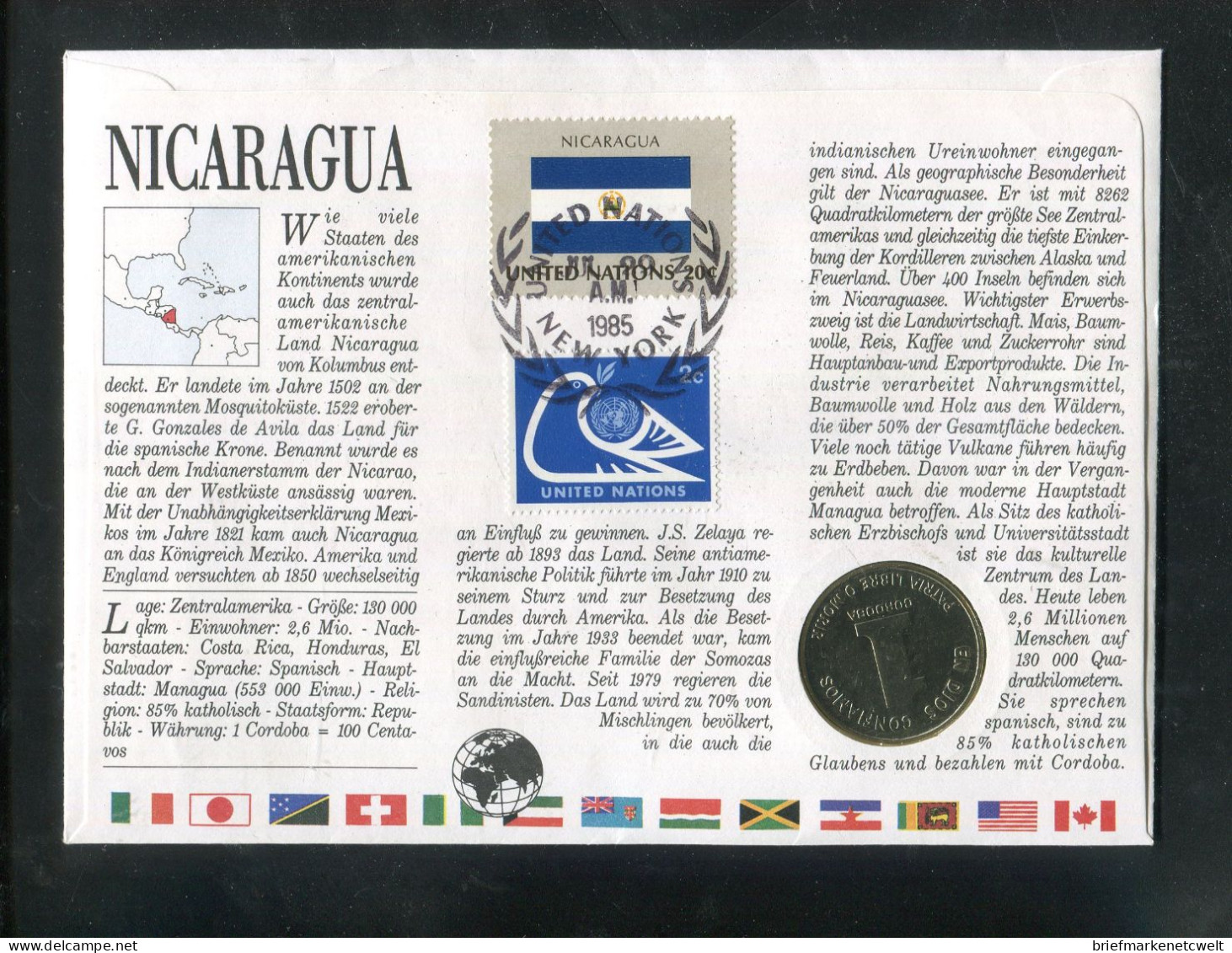 "NICARAGUA" 1980, Numisbrief (B2039) - Nicaragua
