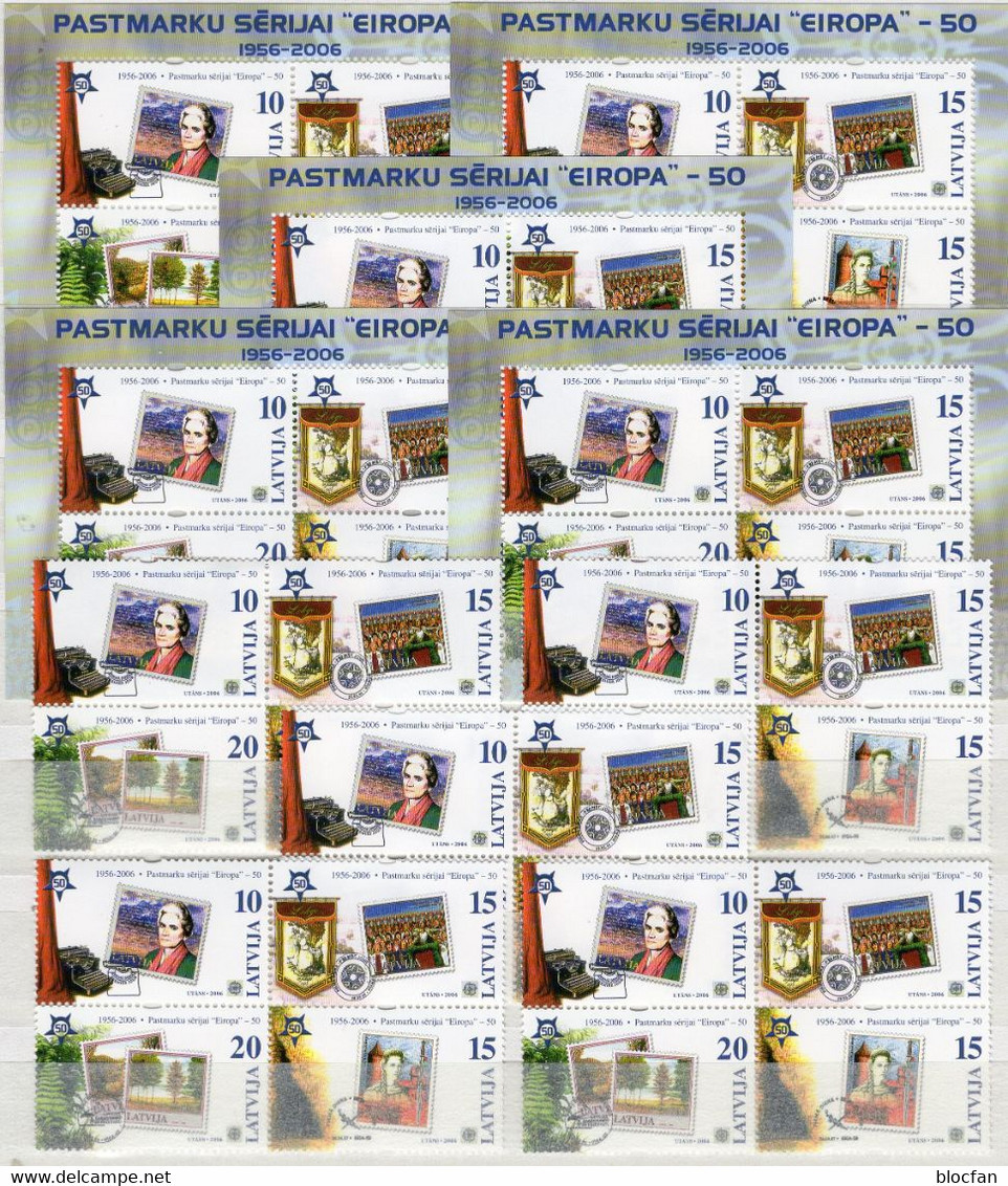 2x5 Blöcke EUROPA 2006 LATVIJA 656/9 VB+Block 21 ** 24€ Hoja Ss Blocs Stamp On Stamps M/s Bloque Sheets Bf 50 Years CEPT - Letonia