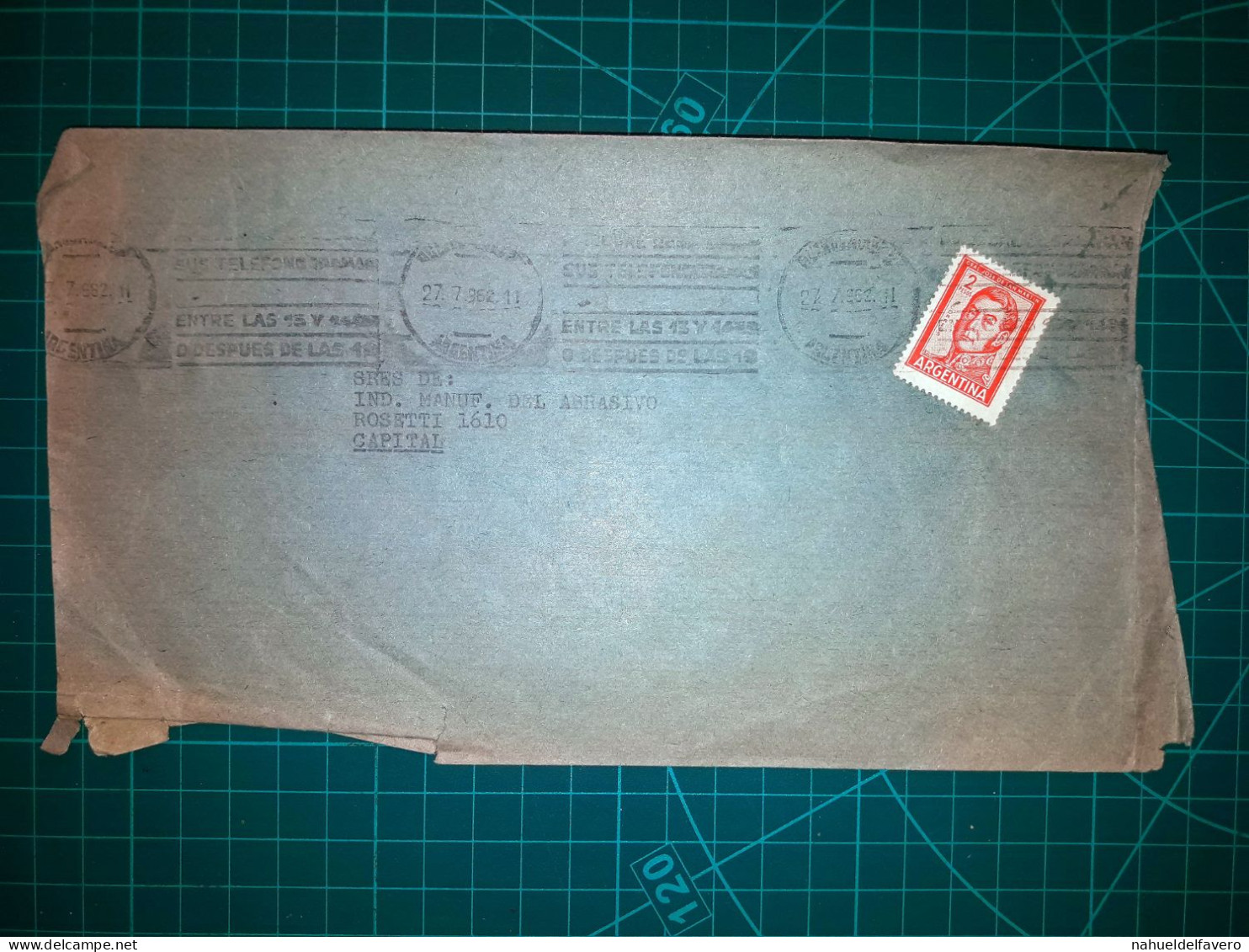 ARGENTINE, Une Longue Enveloppe A été Distribuée à L'industrie Manufacturière Des Abrasifs De La Capitale Fédérale Avec - Used Stamps