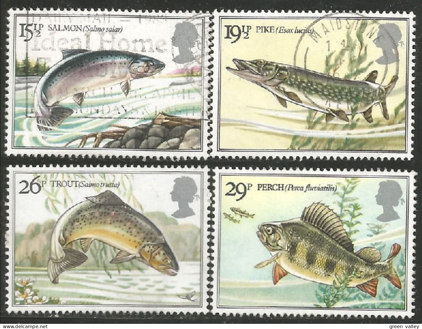 FI-23 Salmon Trout Pike Perche Brochet Saumon Truite 2 Used 2 MNH ** Neuf SC - Food