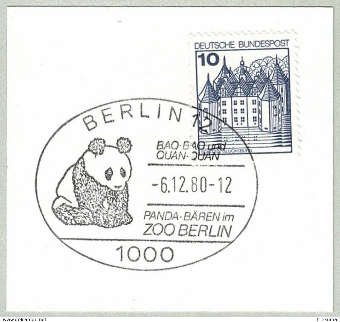 Deutsche Bundespost 1980, Sonderstempel Panda-Bären Zoo Berlin, Ours / Bear - Osos
