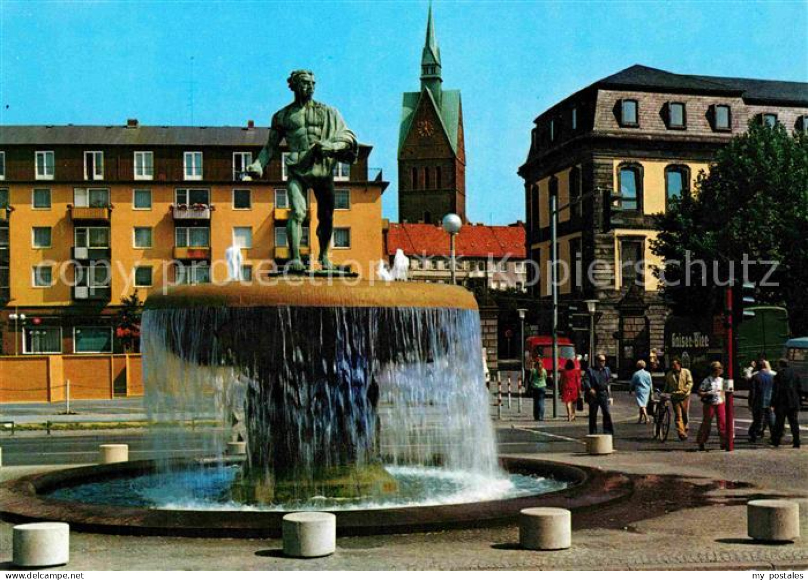 72837224 Hannover Duvebrunnen Am Leibnizufer Blick Zur Marktkirche Hannover - Hannover