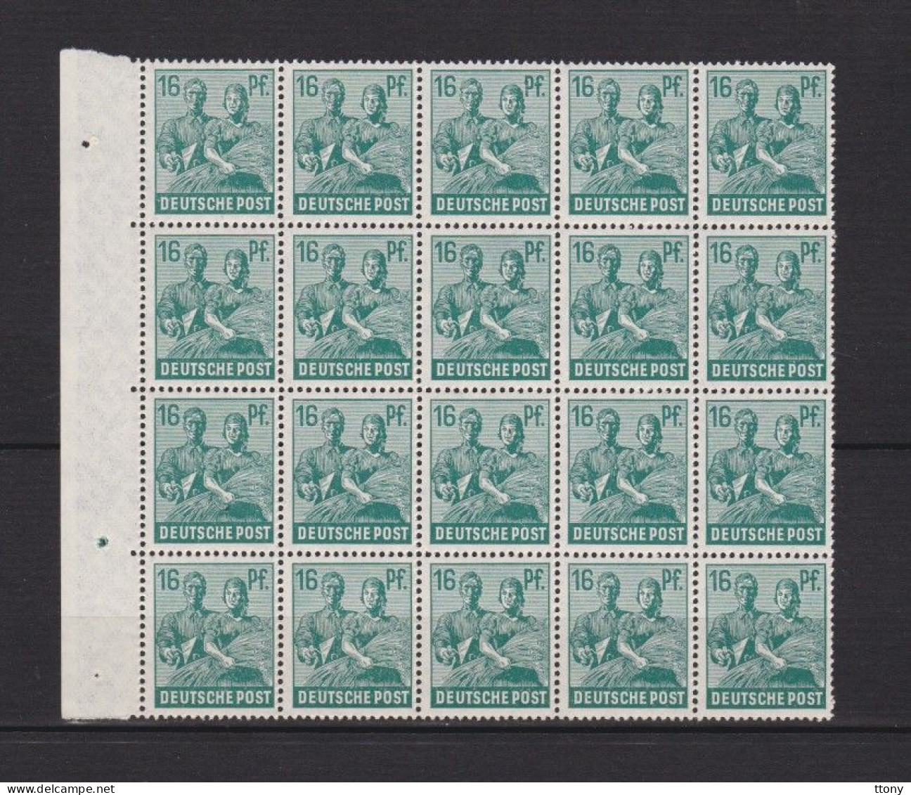 Un Bloc   20 Timbres  16 Pf    N°  949  **   Allemagne   Occupation Alliée   Zone Interalliée AAS   Deutsche Post - Postfris