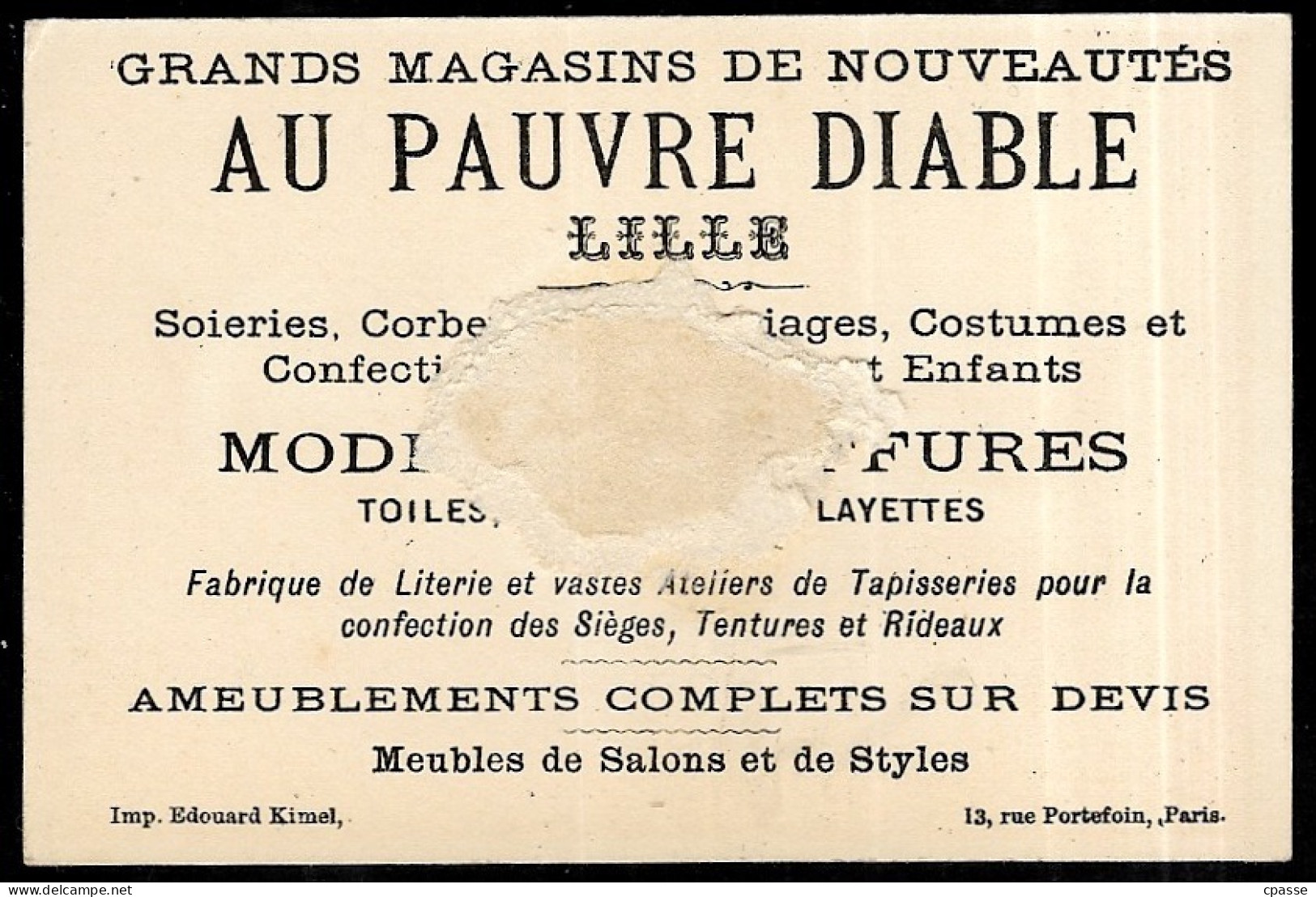 CHROMO "GRANDS MAGASINS DU PAUVRE DIABLE" (59 LILLE Nord) - Enfant Déguisé (en Meunier, Grainetier ?) - Andere & Zonder Classificatie