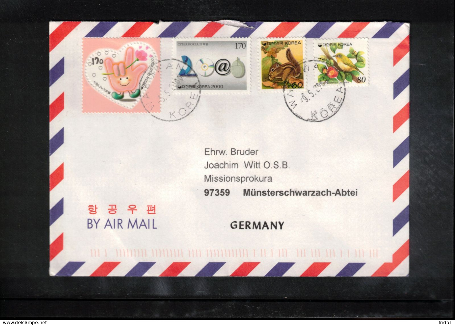 South Korea 2004 Love+Animals Interesting Airmail Letter - Korea (Zuid)