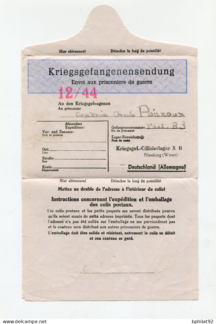 !!! LETTRE D'UN PRISONNIER DE GUERRE DE L'OFLAG XB POUR LA TUNISIE - WW II