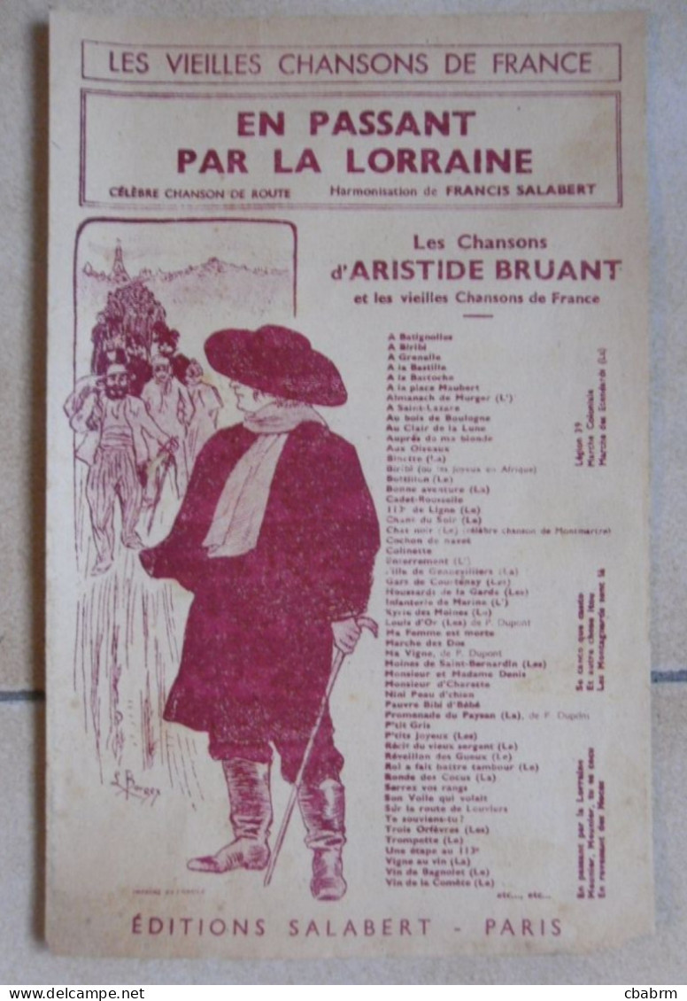 PARTITION EN PASSANT PAR LA LORRAINE Aristide BRUANT - Scores & Partitions