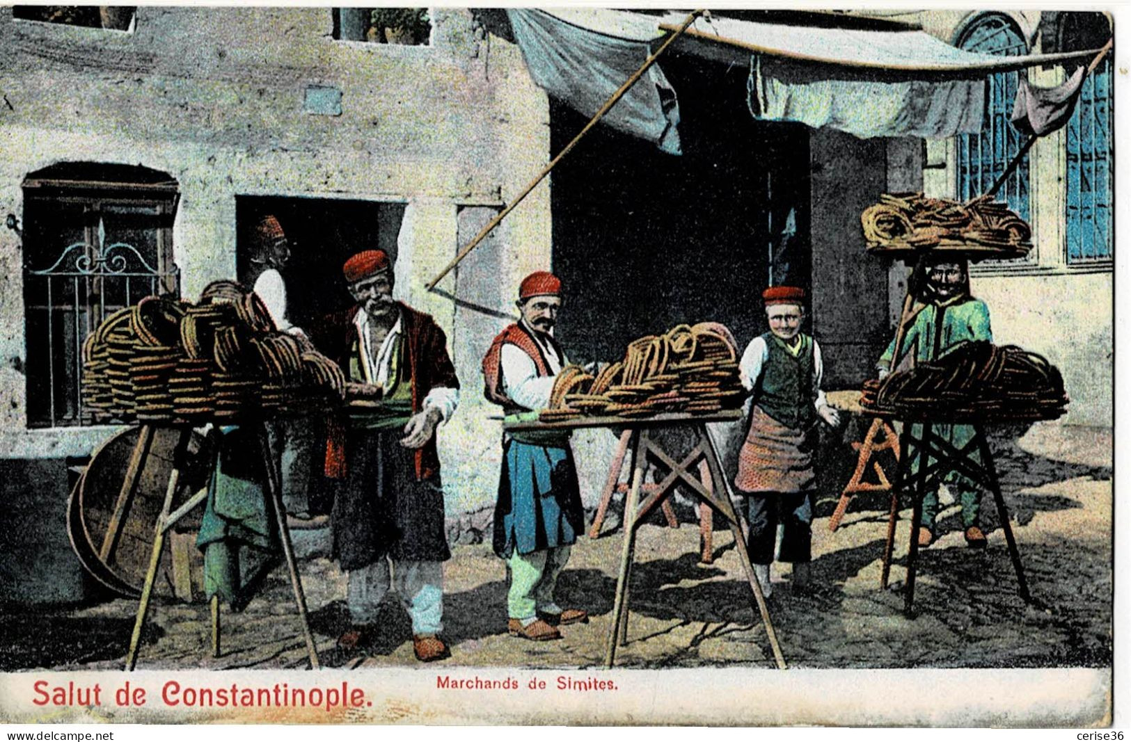 Salut De Constantinople Marchands De Simites Circulée En 1908 - Turquia