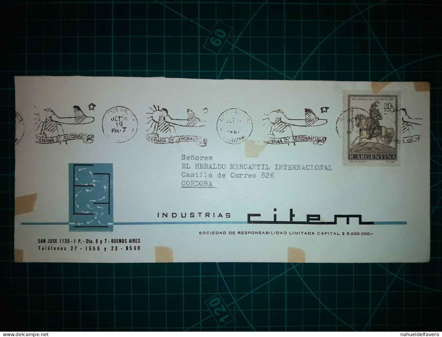 ARGENTINE, Enveloppe Longue De "Industrias Citem, Sociedad De Responsabilidad Limitada" Avec Banderole Parlante : "Semai - Used Stamps