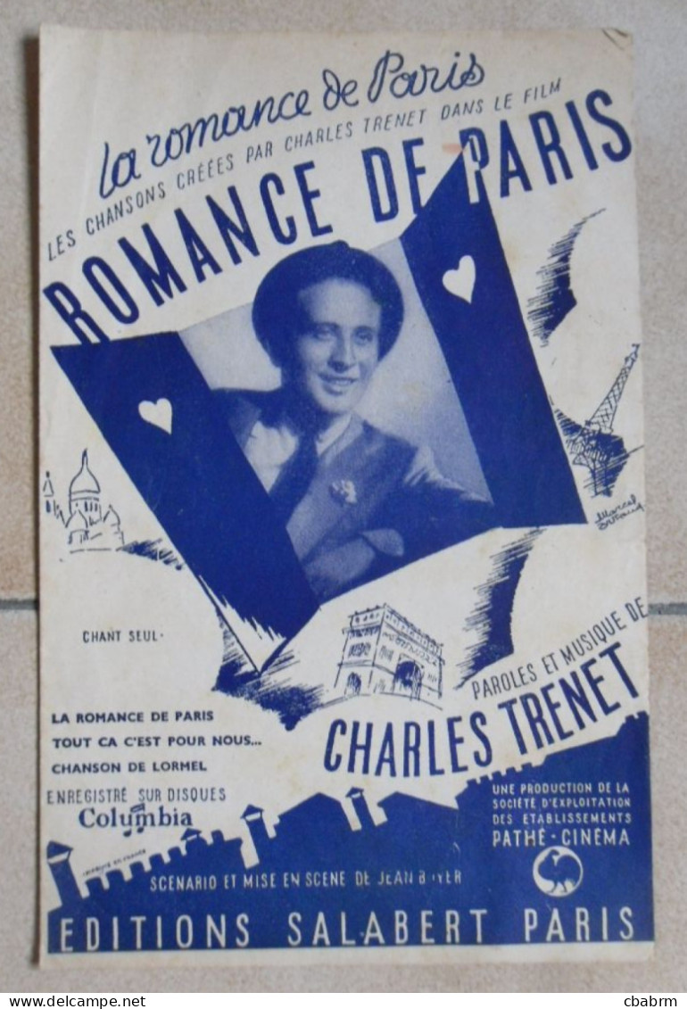 PARTITION ROMANCE DE PARIS Charles TRENET - Partitions Musicales Anciennes