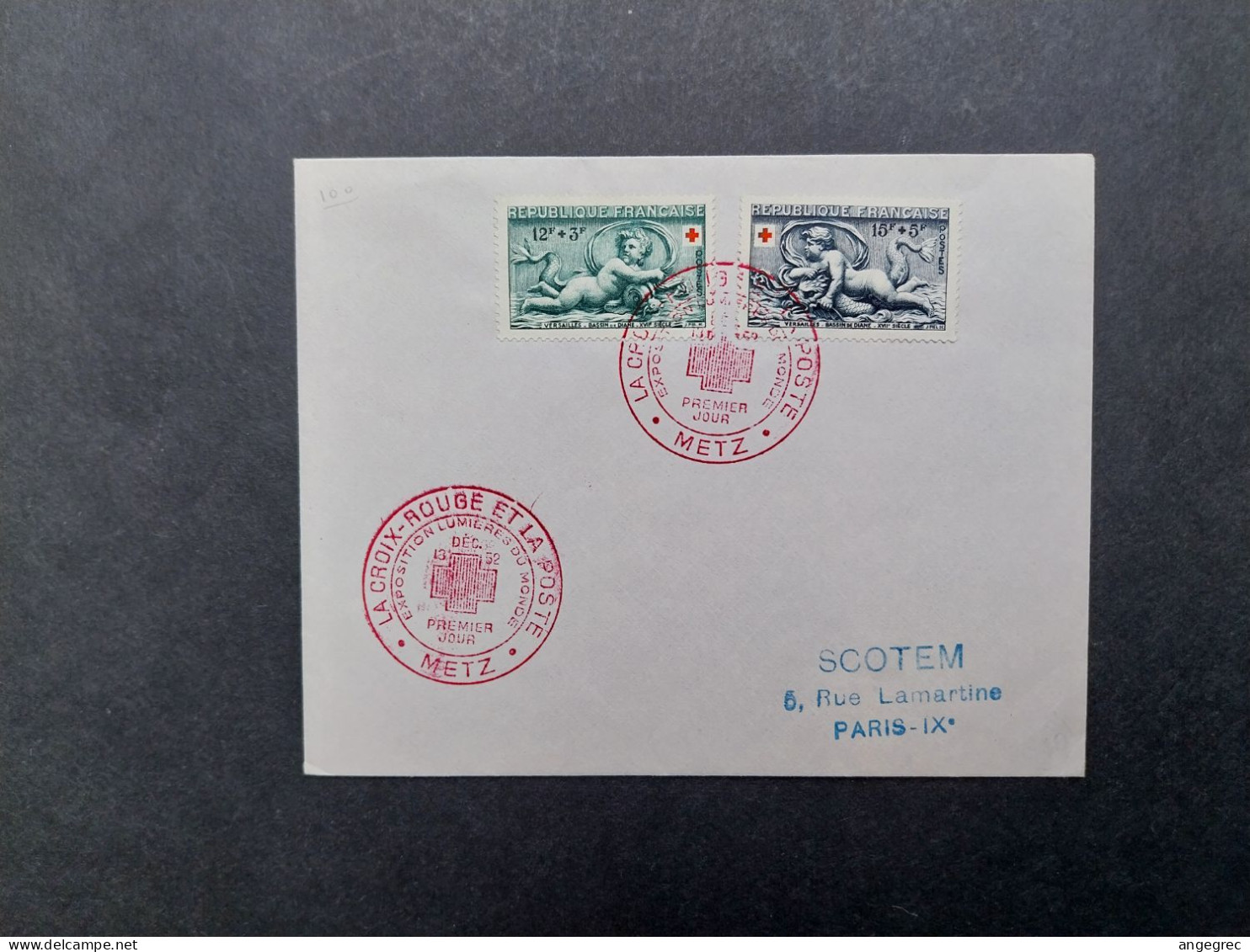 FDC  Enveloppe 1952 N° 937 Et 938  Au Profit De La Croix Rouge Bassin De Diane Du 13/12//1952 Metz - 1950-1959