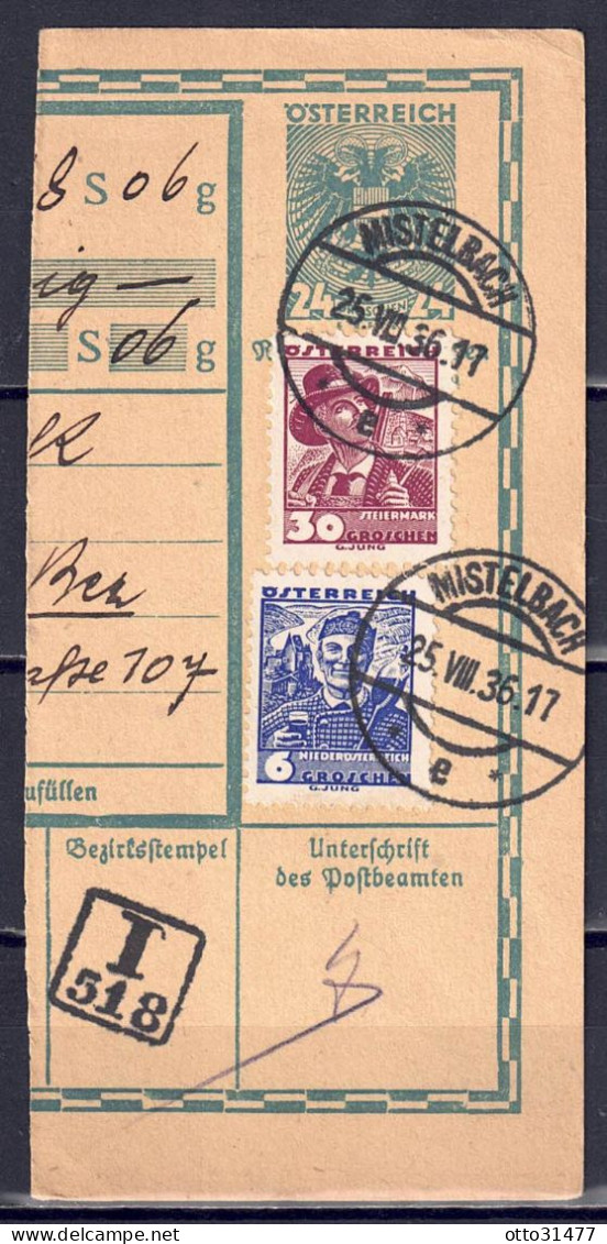 Österreich 1936 - Paketkarten-Abschnitt Von Mistelbach - Other & Unclassified