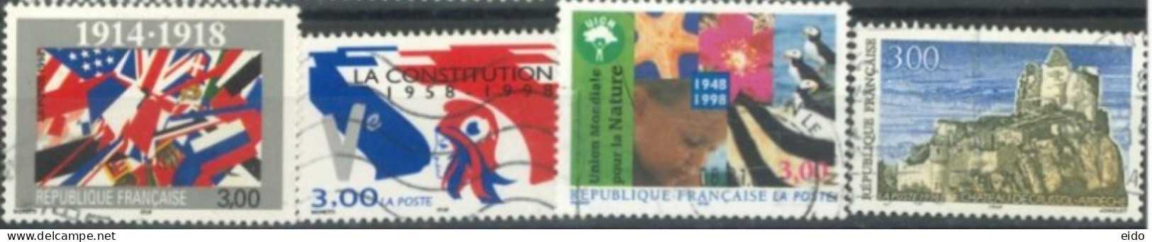 FRANCE -1998 - DIFFERENT STAMPS SET OF 4, USED - Gebruikt