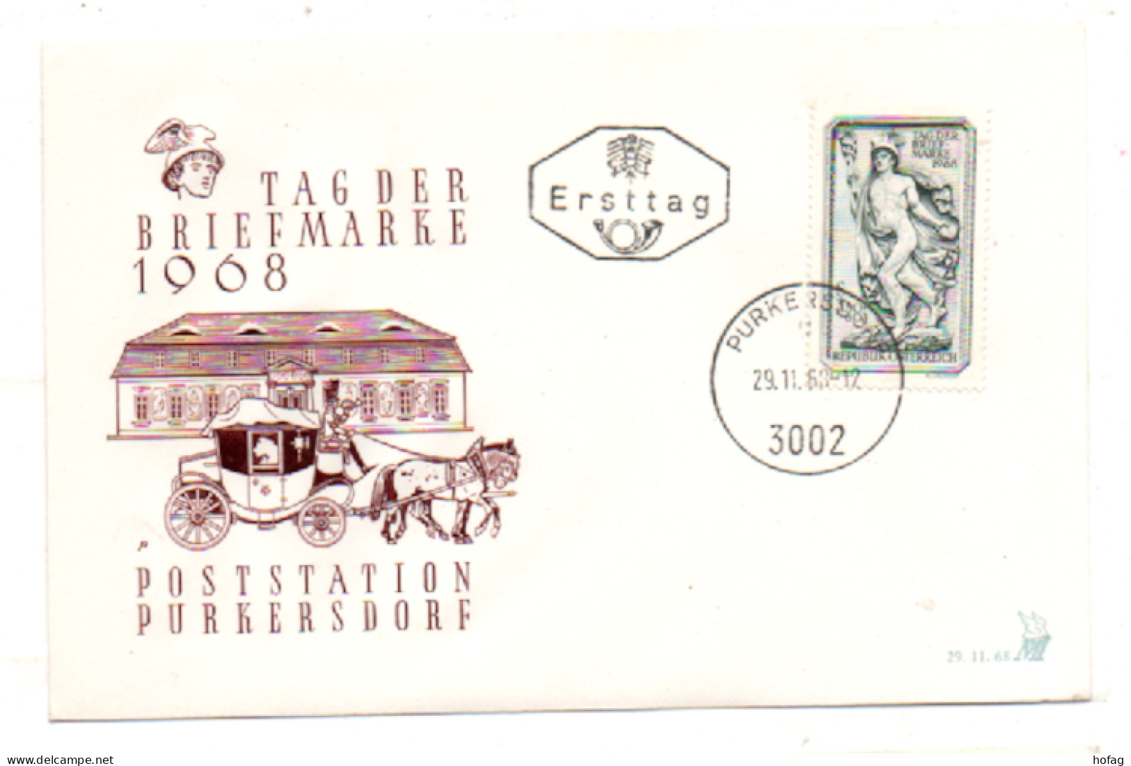 Österreich 1968 MiNr.: 1277 Ersttag Tag Der Briefmarke Purkersdorf; Austria FDC  Scott: 824 YT: 1106 Sg: 1536 - FDC