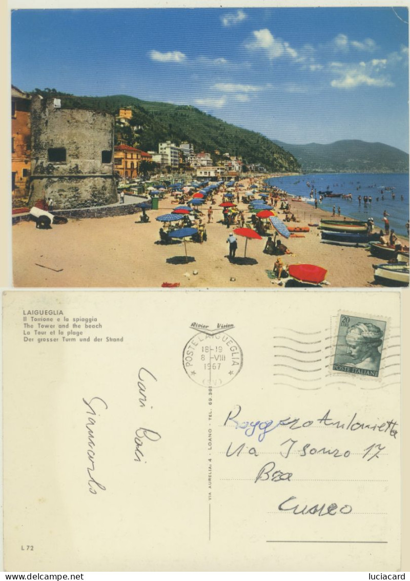 LAIGUEGLIA -SAVONA -IL TORRIONE E LA SPIAGGIA - Savona