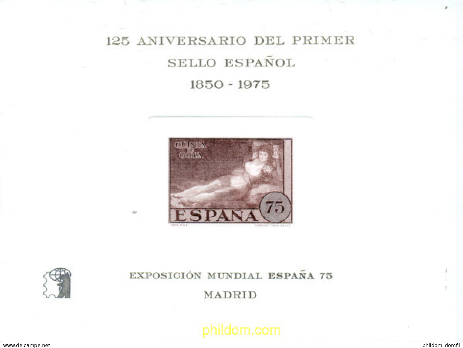 273181 MNH ESPAÑA Hojas Recuerdo 1975 125 ANIVERSARIO DEL PEIMER SELLO ESPAÑOL - Unused Stamps