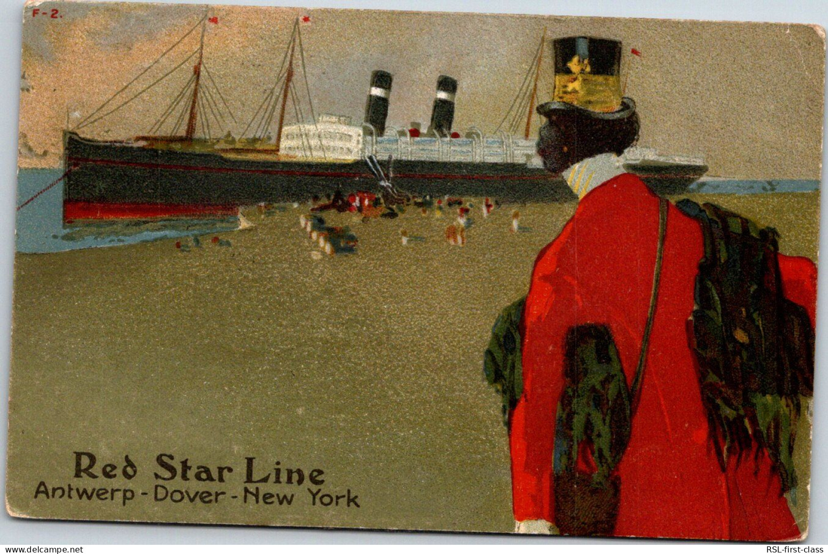 Red Star Line : Card F-2 'black Man' From Serie F : Impressions 1 (green Backgrounds) 1906 - Rrrarissimes - Steamers