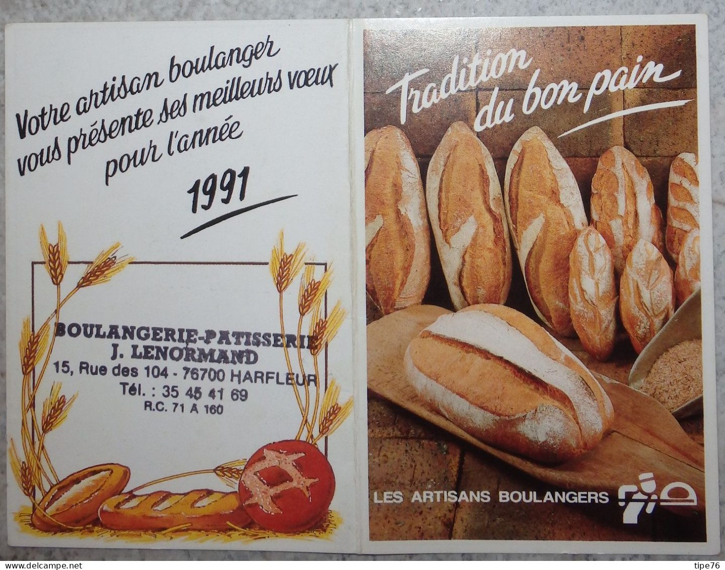 Petit Calendrier De Poche 1991 Boulanger Pâtissier Harfleur Seine Maritime - Klein Formaat: 1991-00