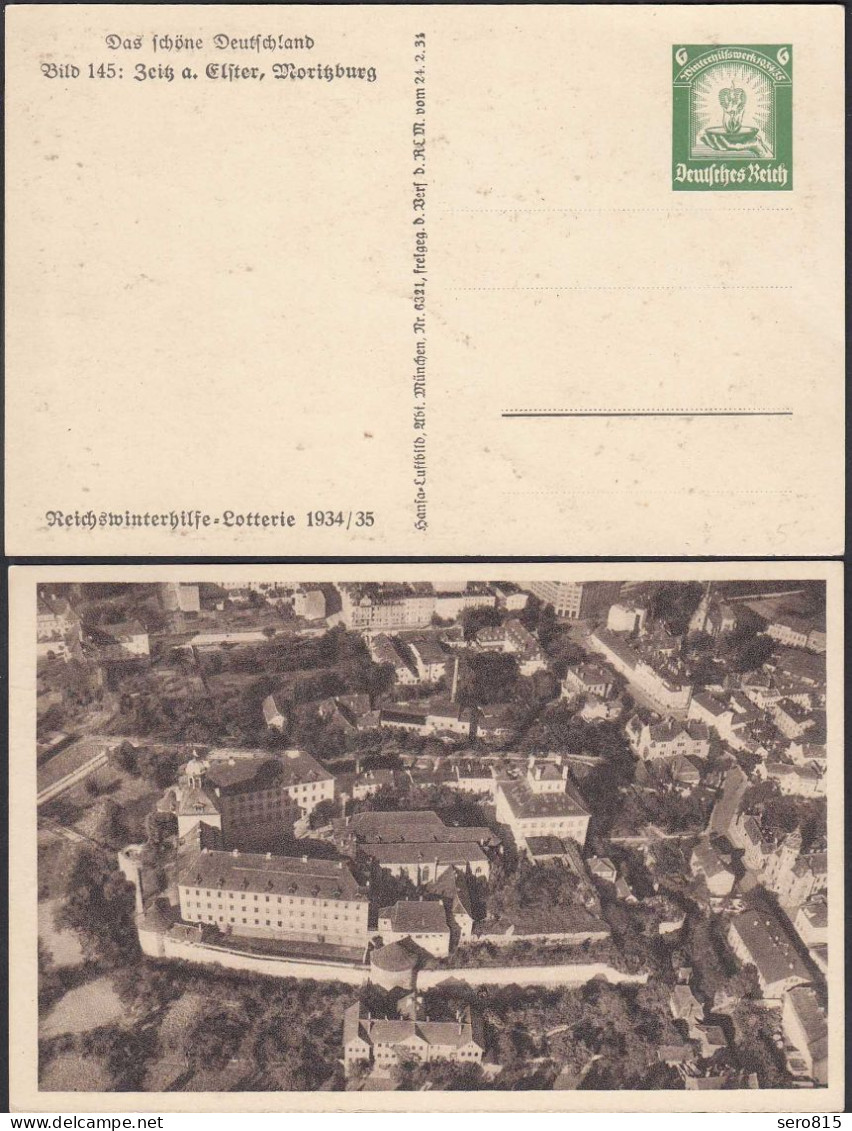 Deutsches Reich 1934 Reichswinterhilfe-Lotterie Ganzsache 145 Zeitz Moritzburg - Briefkaarten