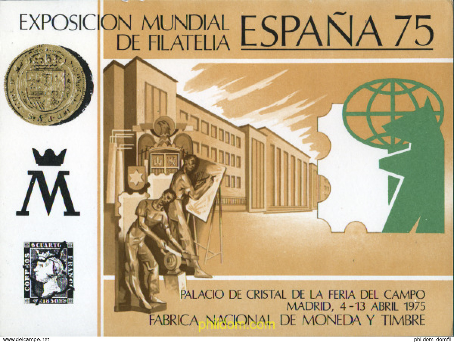 273251 MNH ESPAÑA Hojas Recuerdo 1975 EXPOSICION MUNDIAL DE FILATELIA - ESPAÑA 75 - Ongebruikt