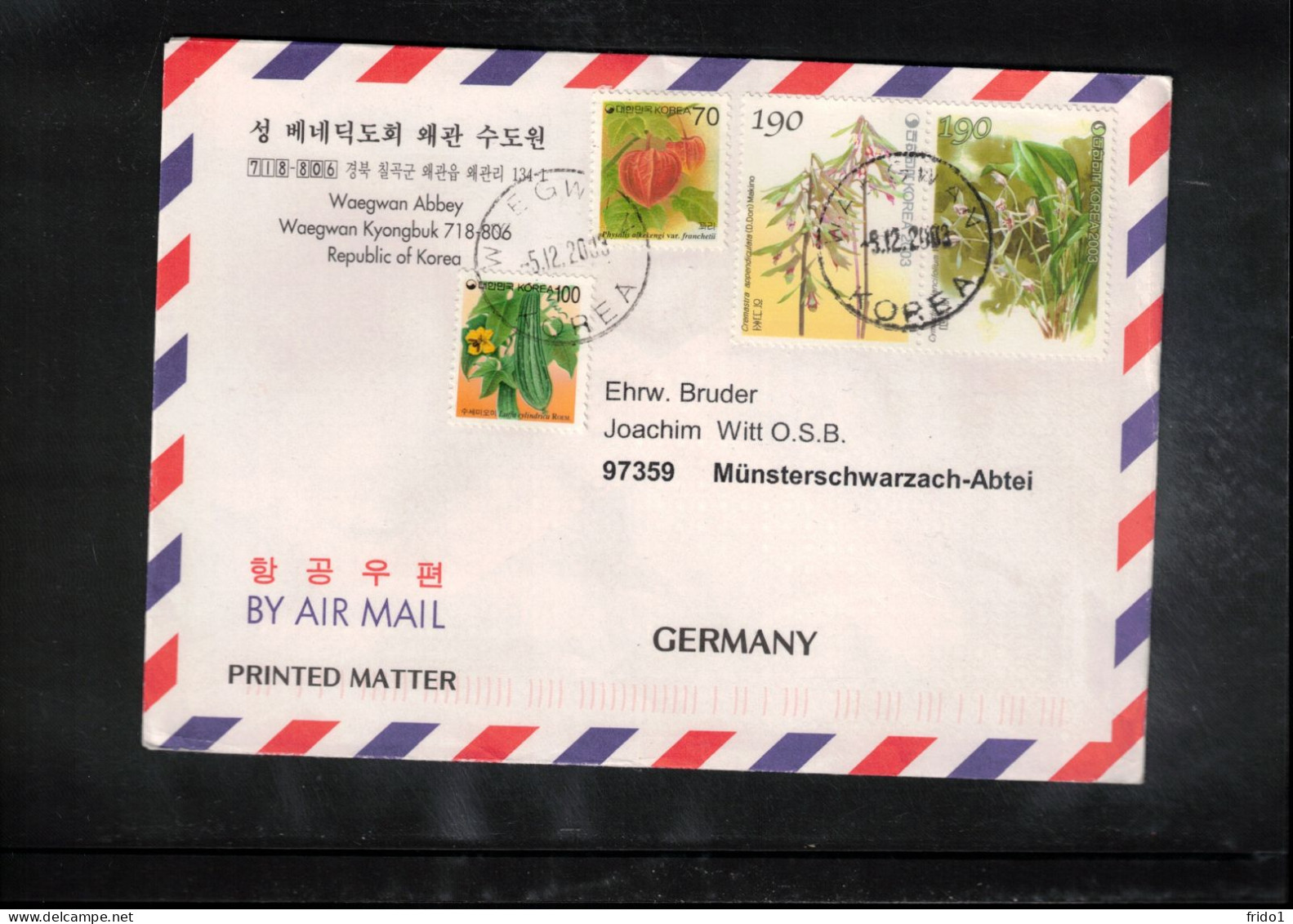 South Korea 2003 Plants Interesting Airmail Letter - Korea (Zuid)