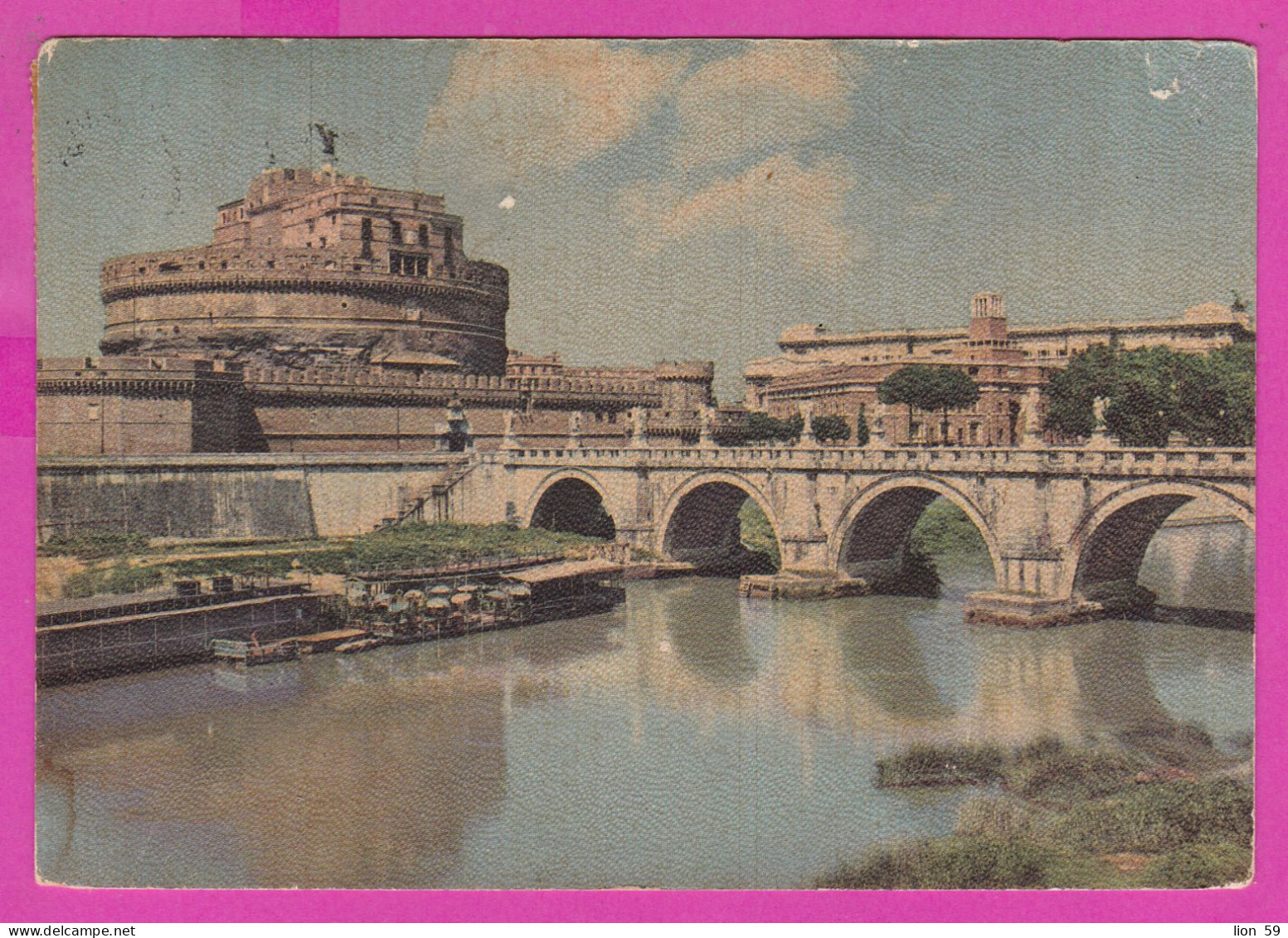 294071 / Italy - ROMA Castle Of St. Angel , Bridge PC 1960 USED - 70 L  EUROPA CEPT 1960 Flamme ATTENZIONE ! CAR - 1961-70: Marcophilie
