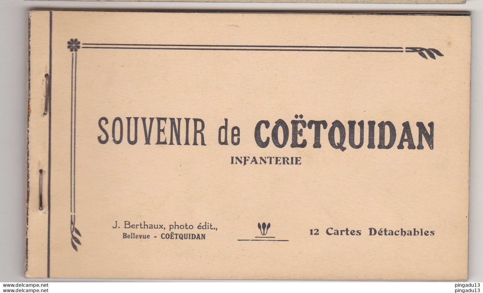 Fixe Morbihan Souvenir Coëtquidan Infanterie Carnet Jh Berthaux Bellevue Horlogerie Bijouterie Optique - Other & Unclassified