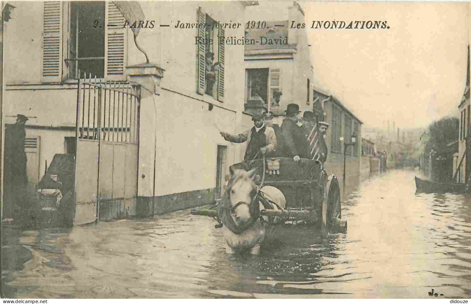 75 - Paris - Inondations De 1910 - Rue Félicien David - Animée - Chevaux - CPA - Voir Scans Recto-Verso - Paris Flood, 1910