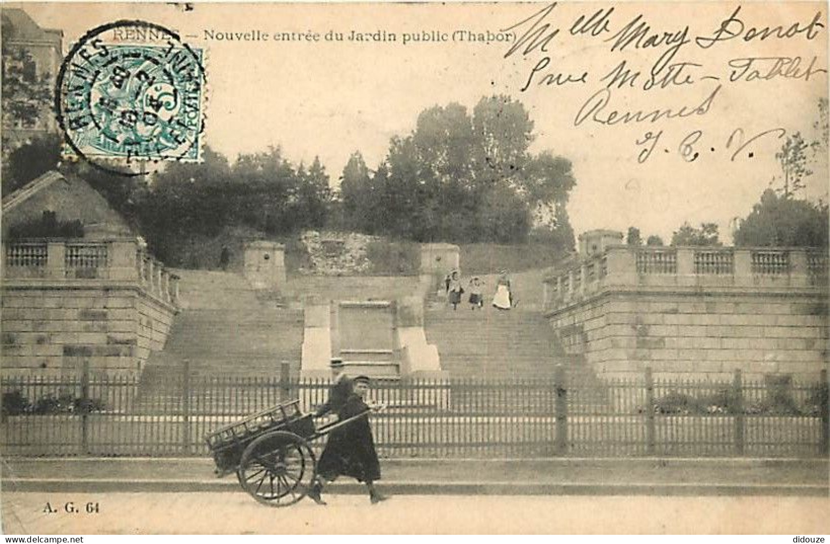 35 - Rennes - Nouvelle Entrée Du Jardin Public (Thabor) - Animée - Oblitération Ronde De 1904 - Etat Léger Pli Visible - - Rennes