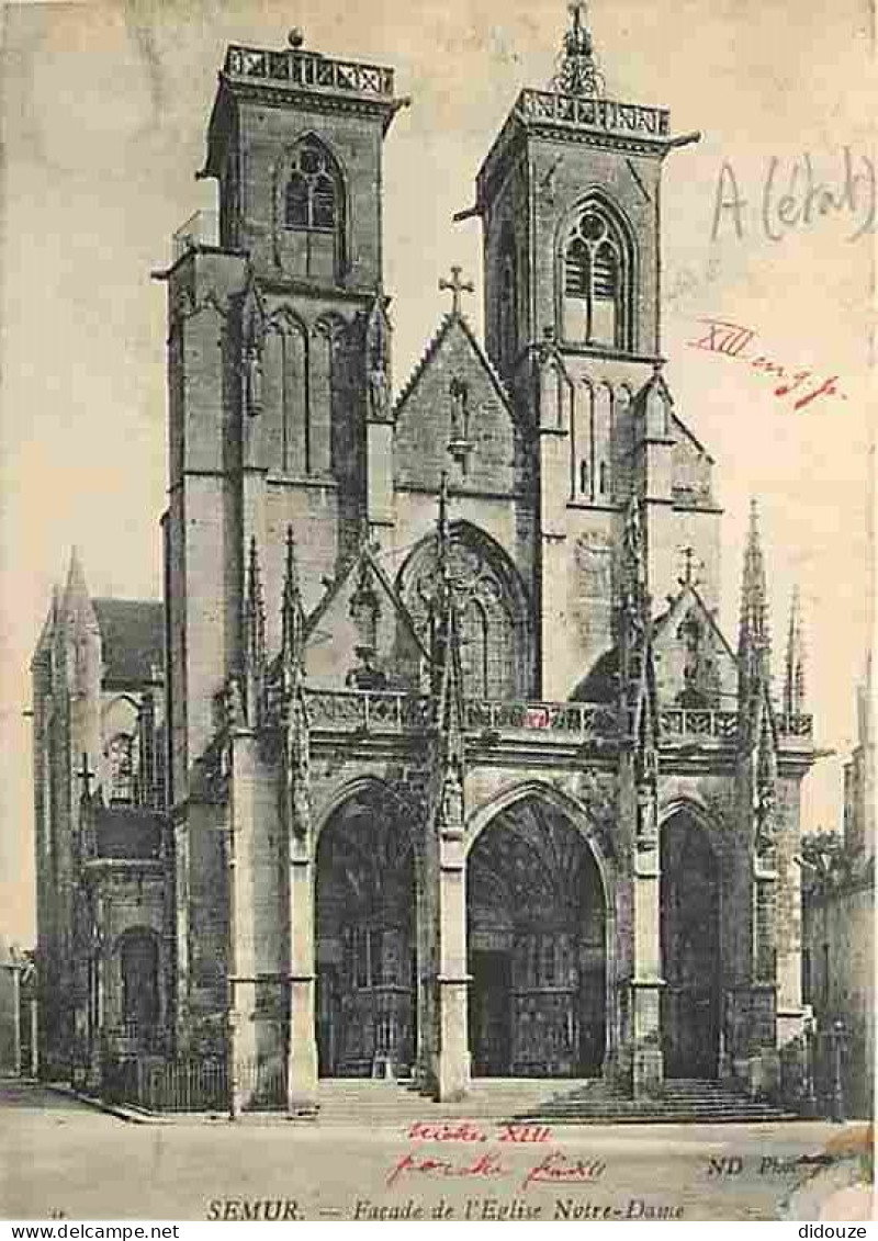 21 - Semur - Façade De L'Eglise Notre Dame - Attention à L'état - CPA - Voir Scans Recto-Verso - Semur