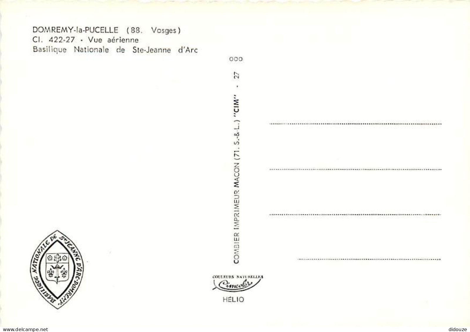 88 - Domremy La Pucelle - Vue Aérienne - Basilique Nationale De Sainte Jeanne D'Arc - Carte Neuve - CPM - Voir Scans Rec - Domremy La Pucelle