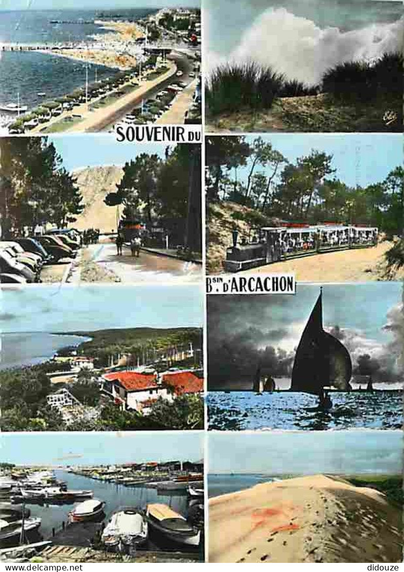 33 - Bassin D'Arcachon - Multivues - Automobiles - Petit Train - Voile - Bateaux - CPM - Voir Scans Recto-Verso - Other & Unclassified