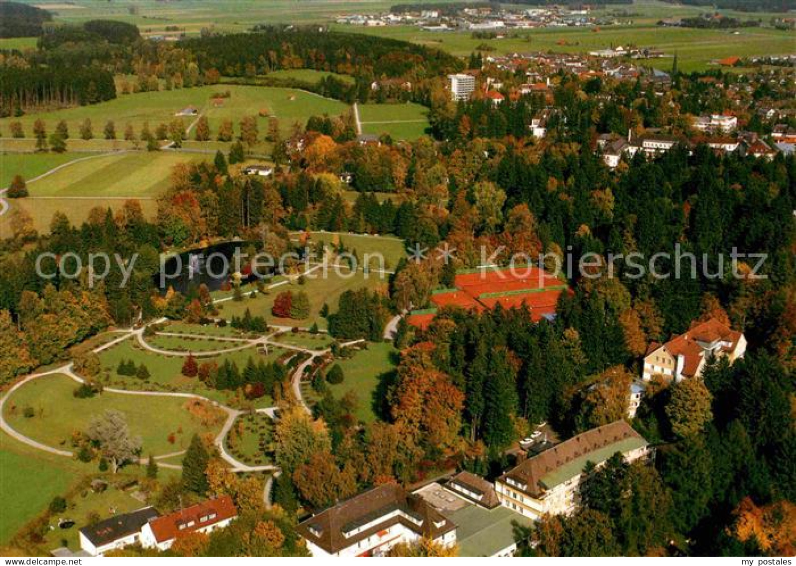 72832014 Bad Woerishofen Blick Von Sueden Mit Kurpark Und Tennisanlage Fliegerau - Bad Woerishofen