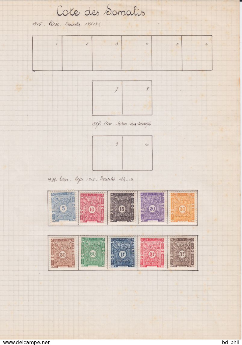 Lot 59 Timbres Côte Française Des Somalis 1909 1915 1922 1937 1938 1939 Neuf Et Oblitéré Avec Charnière - Otros & Sin Clasificación