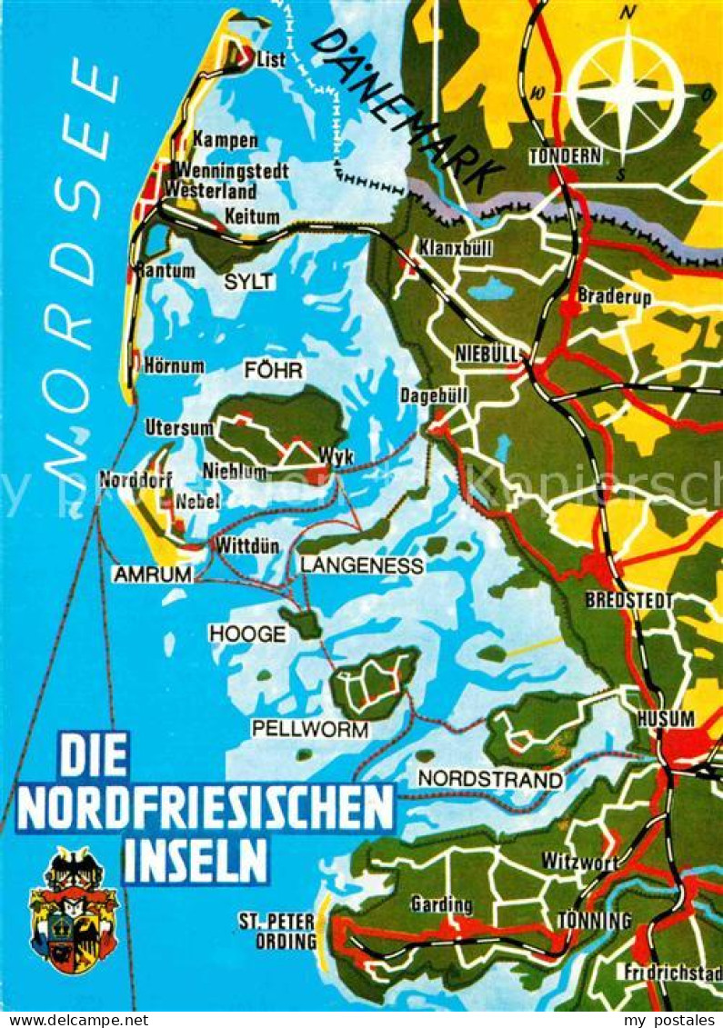 72831965 Nordfriesland Die Nordfriesischen Inseln Landkarte Nordfriesland - Autres & Non Classés
