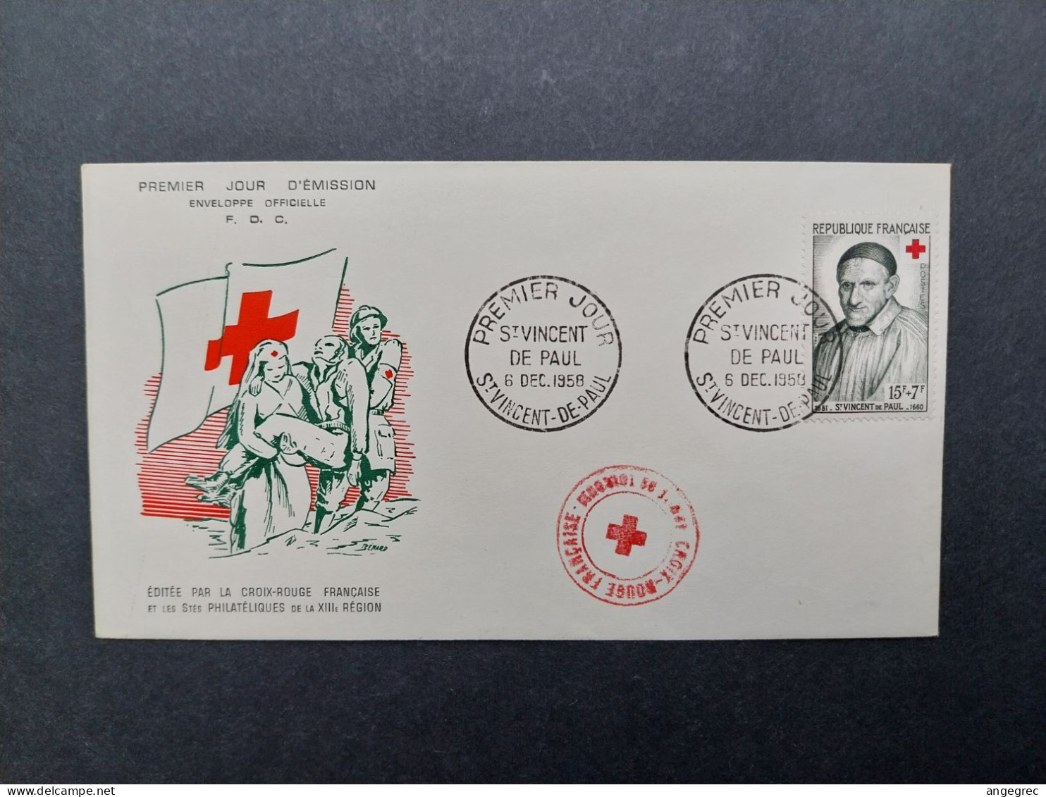 FDC  Enveloppe 1958 N° 1187  Au Profit De La Croix Rouge St-Vincent De Paul Du 6/12//1958 - 1950-1959