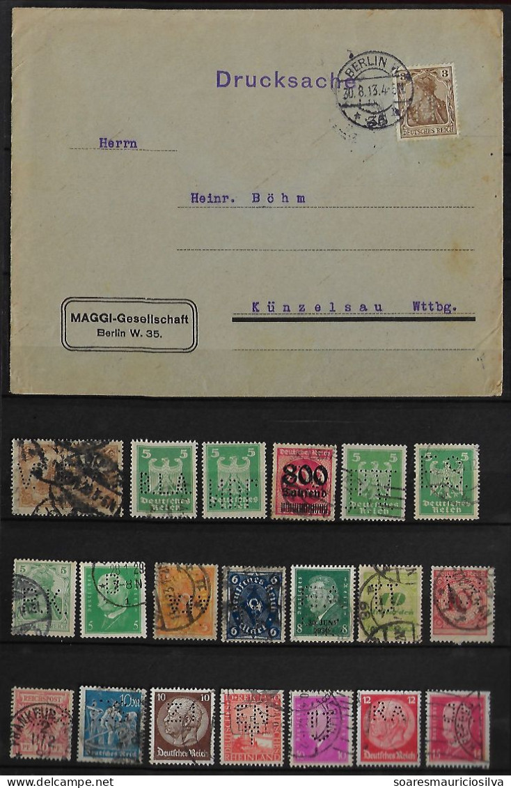 Germany 1913 Maggi Commercial Cover From Berlin Perfin M + 20 Stamp Nestlé Seasoning Instant Soup Noodle Lochung Perfore - Storia Postale