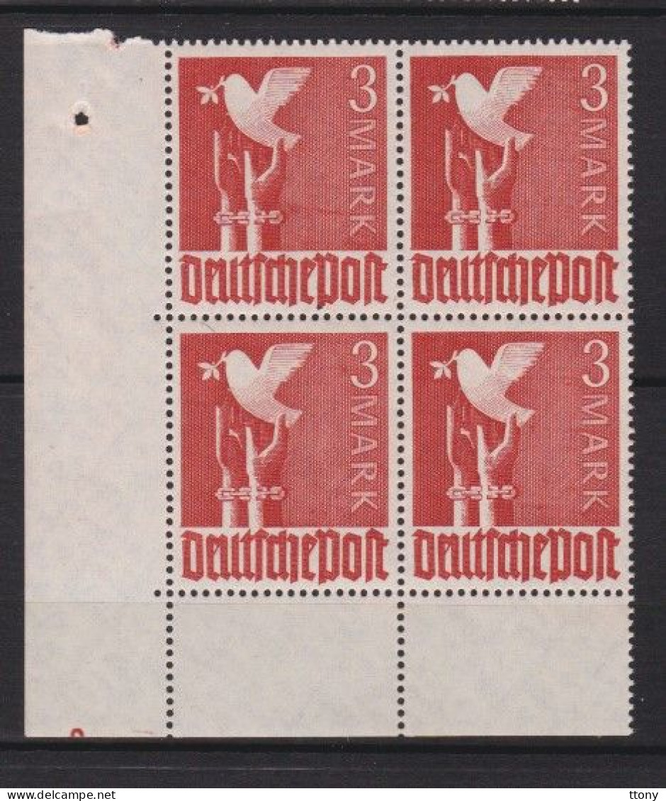 Un Bloc    4 Timbres  3 Mark  Taube  N°  961  **   Allemagne   Occupation Alliée   Zone Interalliée AAS   Deutsche Post - Postfris