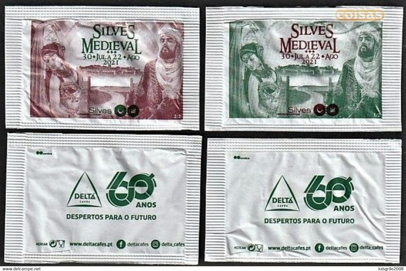 Delta Cafés, Portugal 2021 - Feira Medieval De Silves -|- Série Complète 2 Sachets Vides - Sugars