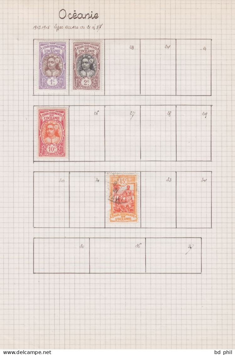 Lot 50 Timbres Océanie 1919 1922 1926 1931 1937 1938 1939 Neuf Et Oblitéré Avec Charnière - Altri & Non Classificati