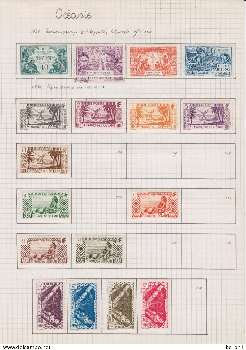 Lot 50 Timbres Océanie 1919 1922 1926 1931 1937 1938 1939 Neuf Et Oblitéré Avec Charnière - Andere & Zonder Classificatie