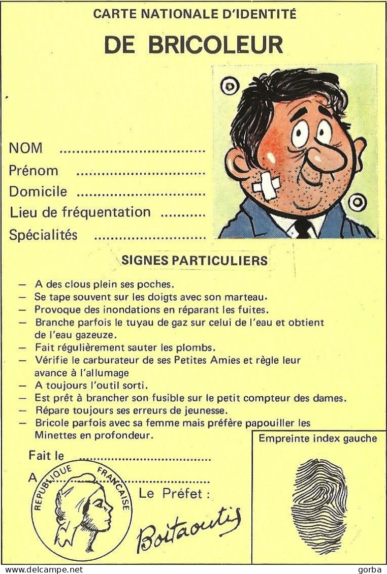 *CPM - Carte Nationale D'Identité De BRICOLEUR - Humour