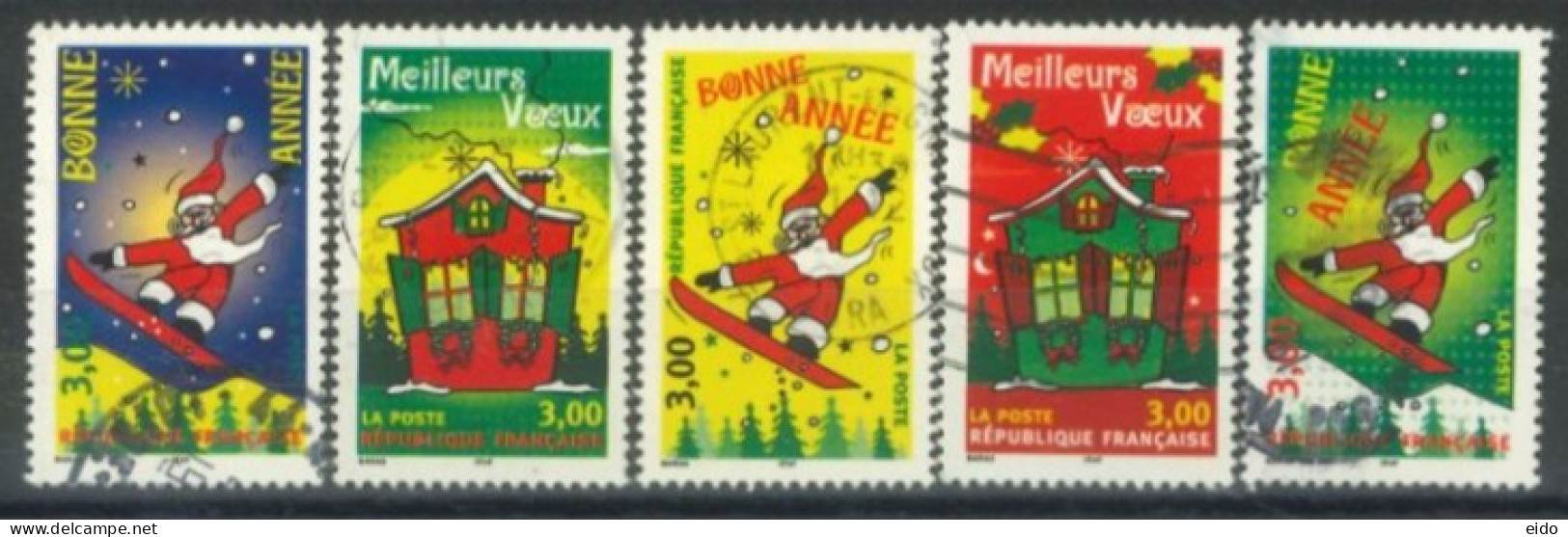 FRANCE -1998 - BEST WISHES STAMPS COMPLETE SET OF 5, USED - Oblitérés