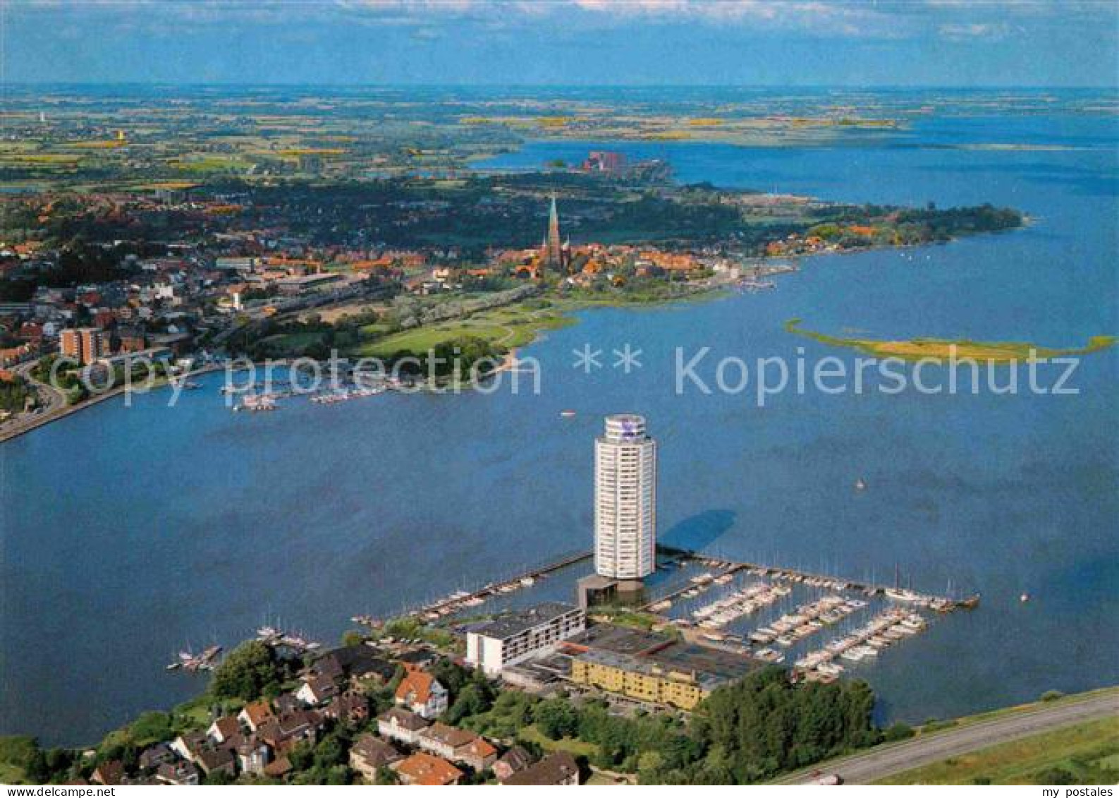 72830578 Schleswig Holstein Wikingturm Restaurant Cafe An Der Schlei Fliegeraufn - Schleswig