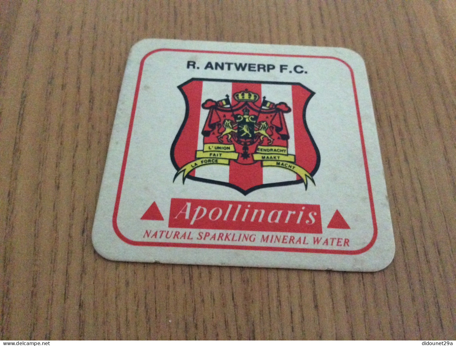 Sous-bock "Apollinaris - R. ANTWERP FC" (blason, Football, Belgique) - Sotto-boccale