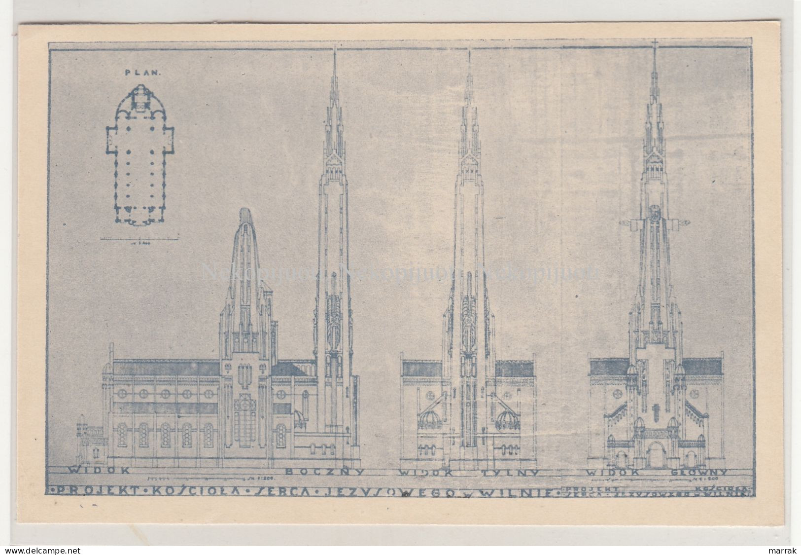 Vilnius, Bažnyčios Projektas, Apie 1930 M. Atvirukas - Litauen