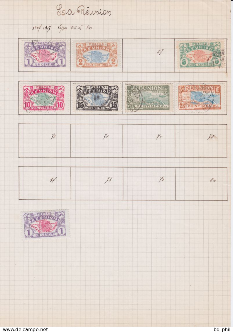 Lot 48 Timbres Réunion 1892 1899 1909 1922 1928 1933 1935 1937 1938 1939 Neuf Et Oblitéré Avec Charnière - Other & Unclassified