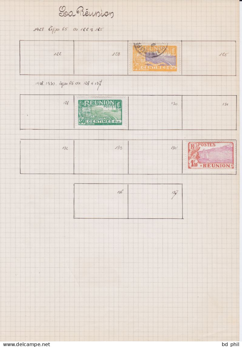 Lot 48 Timbres Réunion 1892 1899 1909 1922 1928 1933 1935 1937 1938 1939 Neuf Et Oblitéré Avec Charnière - Autres & Non Classés