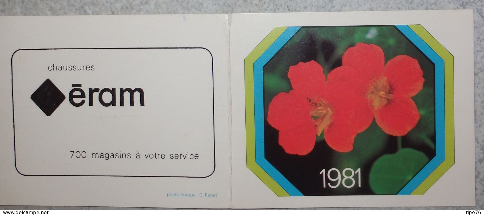 Petit Calendrier De Poche 1981 Fleur  Chaussures ERAM Marque Enseigne - Klein Formaat: 1981-90